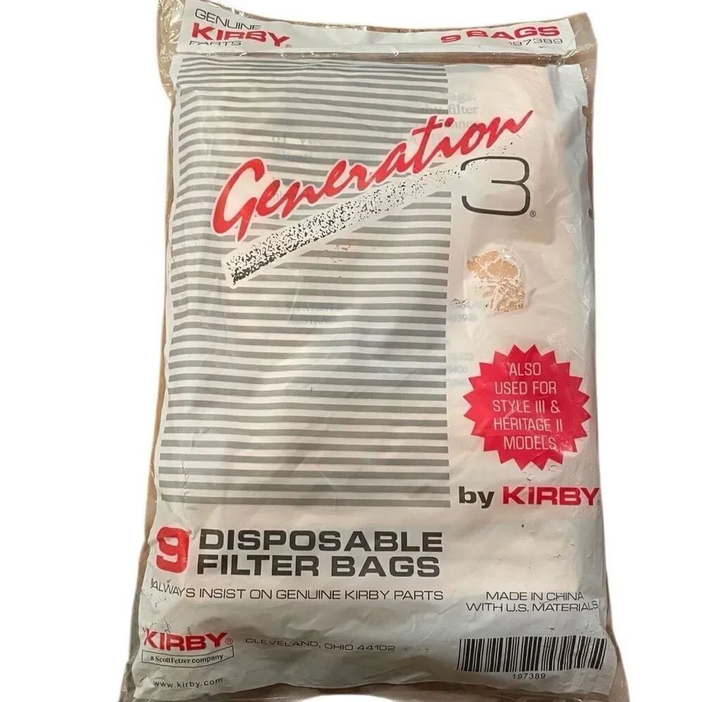 Genuine Kirby Generation 3 Disposable Filter Bags 197389 Upright Vacuum 9 Bags